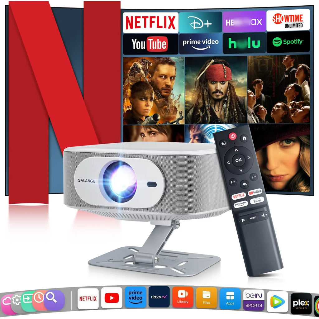 Salange Netflix-Projektor P92MAX Smart Android 13 1080P BT5.2 WiFi6 12000L Elektronischer Fokus Auto Keyston 4K Film HD Heimkino