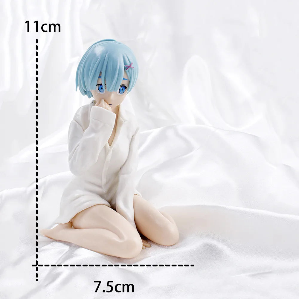 New15cm Anime beautiful girl Figure Pajamas Sitting cross legged on a chair PVC Collection Model