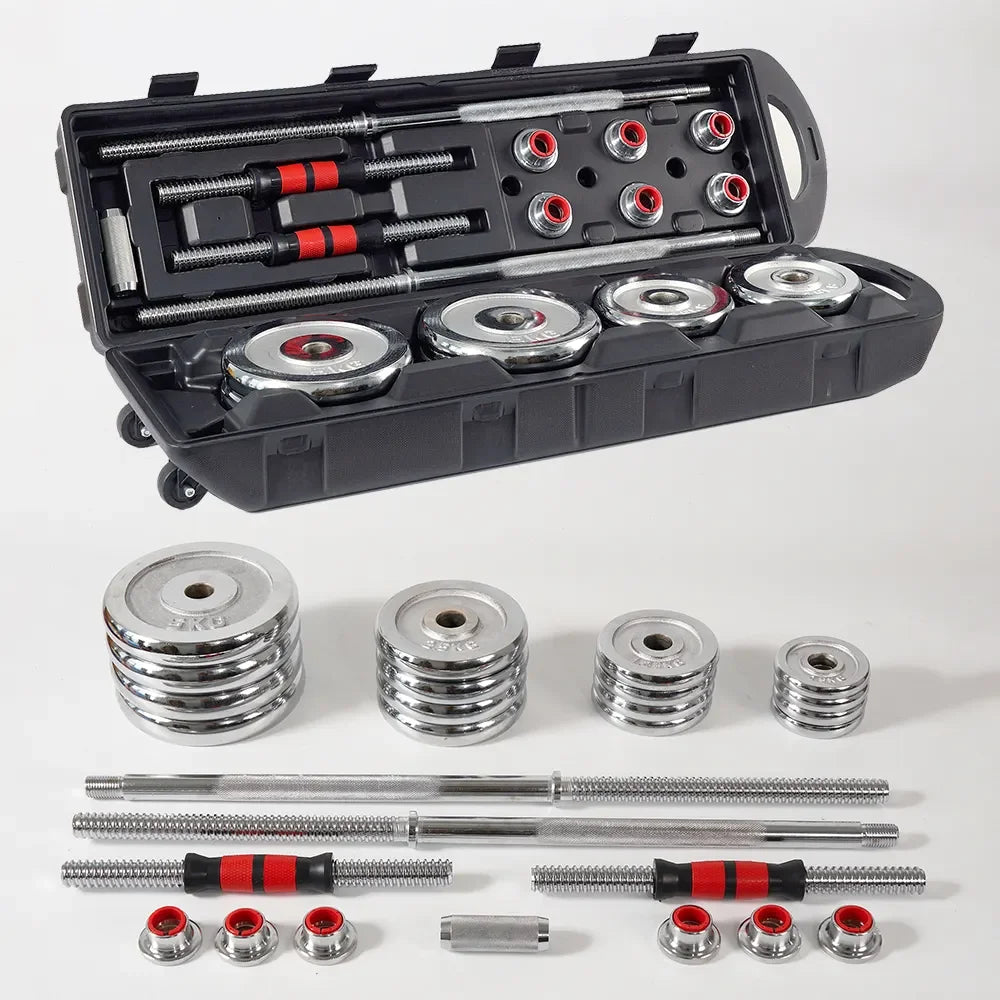 Custom Logo 50 Kg Lbs Cast Iron Free Weight Adjustable Dumbbell Set Electroplate Barbell and Dumbbell Sales for Weight Lifting