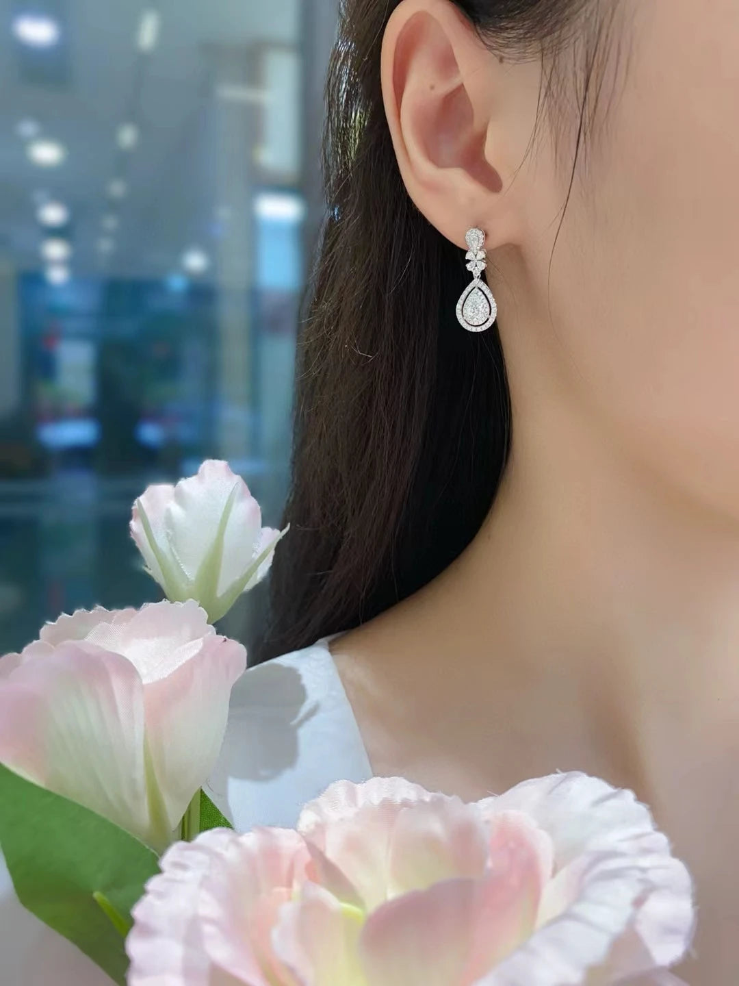 18K Real gold GIA Natural Diamond Drop earrings Custom Lab Grow Diamond pear-shaped diamond stud earrings Birthday gift Fashion