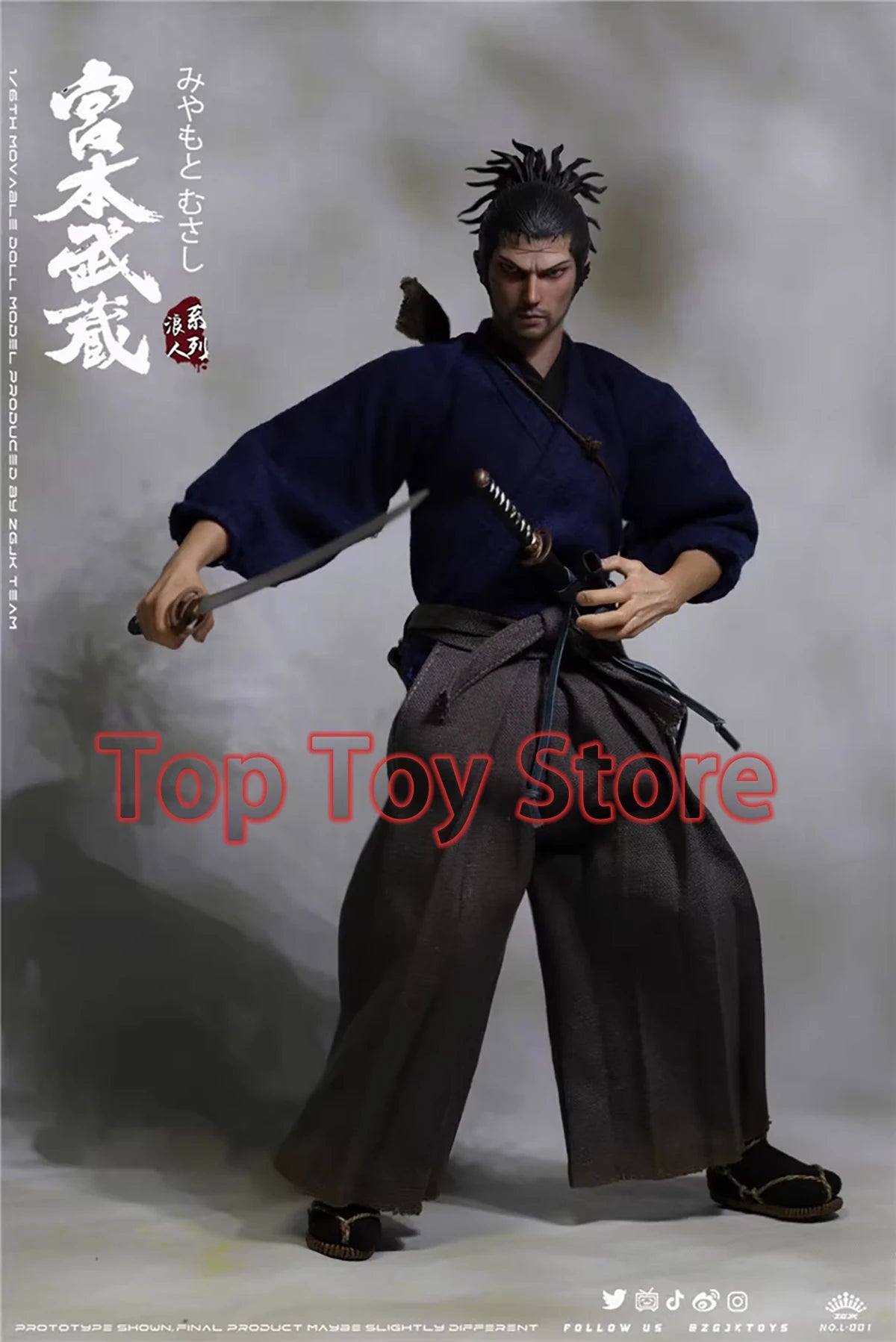 Zgjktoys L-001 1/6 Scale Male Soldier Martial Arts Japanese Samurai Miyamoto Musashi Full Set 12" Action Figure Model