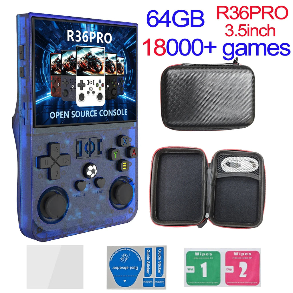 R36MAX Игрална конзола 64GB 128GB 18000+ ИГРИ Linux система 4.0-инчов K36 срещу R36S 3.5-инчов джобен видео плейър. Не е необходимо изтегляне.