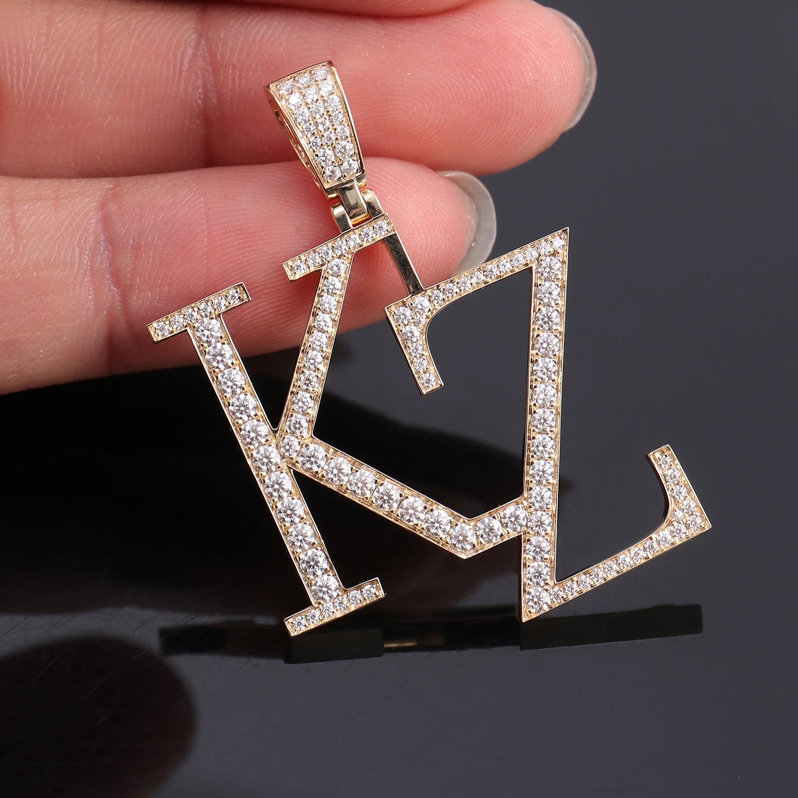 Provence custom name jewelry 10K/14K gold letter name pendant lab diamond hip hop pendant for unisex Anniversary birthday gifts