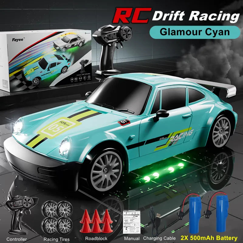 Remote Control Car RC Drift Car 2.4GHz 1:20 4WD 20KM/H High Speed Vehicle with LED Lights Racing Toy for Children Kids Adults