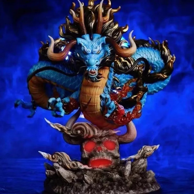 22cm One Piece Anime Figure GK Kaido Dragon Form Four Emperors With Lamp PVC Action Figure Model Dolls Antistress Toy For Gift