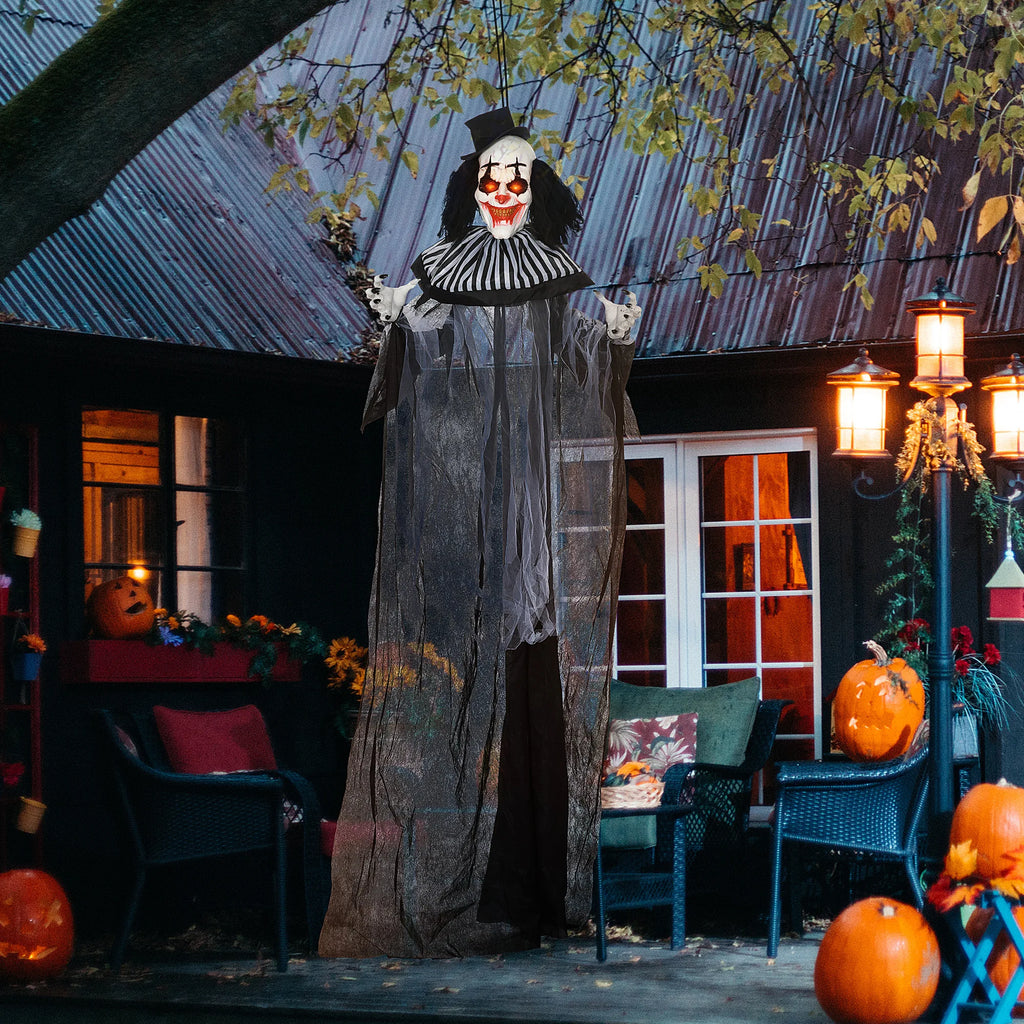 Classic Black and White Striped Clown Outdoor Halloween Decoration