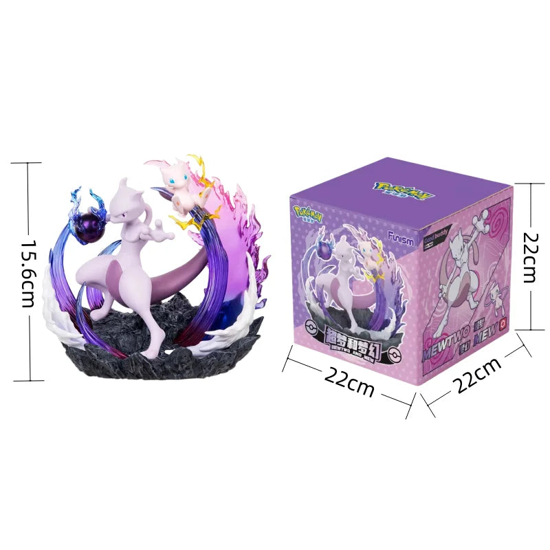 Pokemon Anime Action Figures Mewtwo And Mew Funism Original Genuine Home Model Figurine Desktop Collection Ornaments Toy Gift