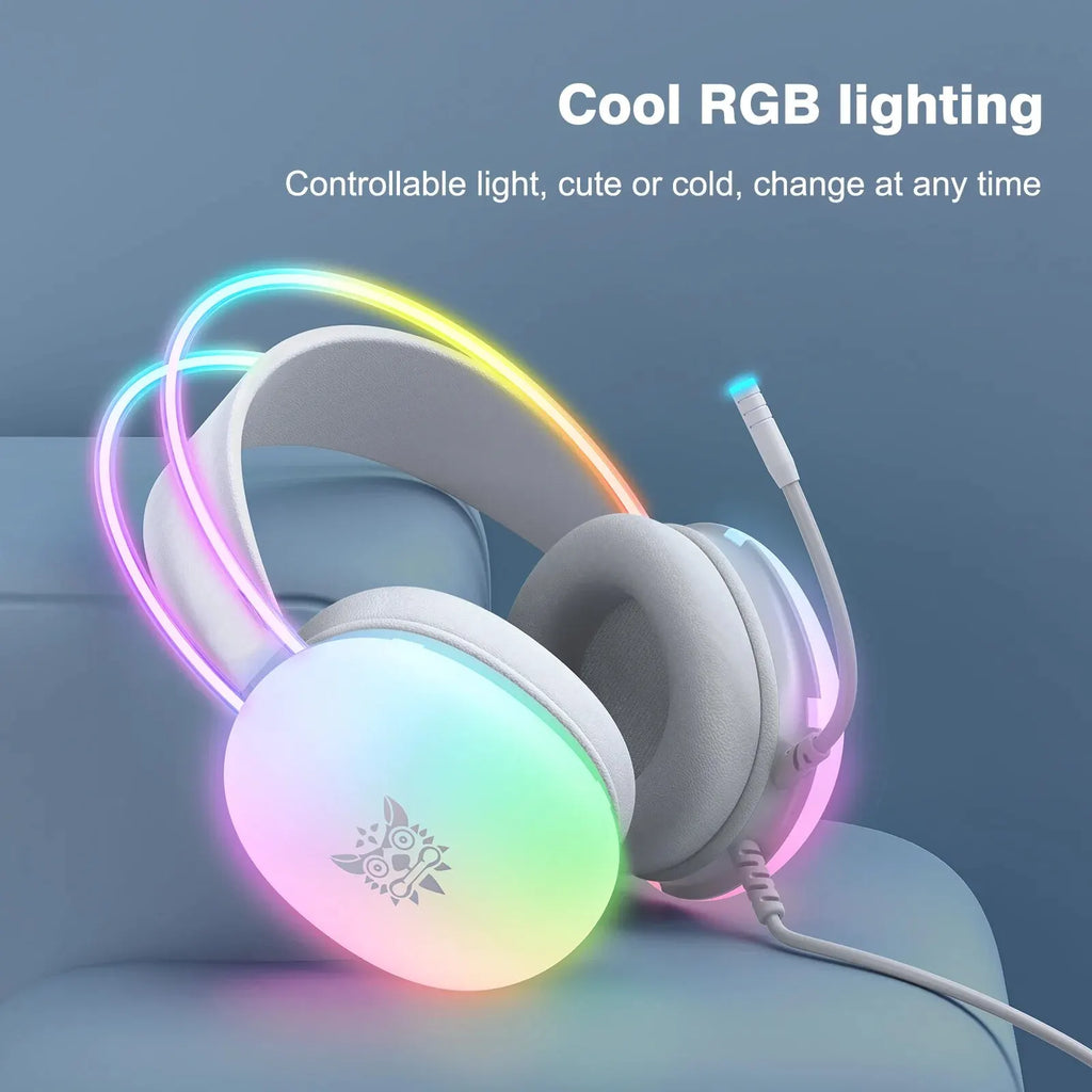 ONIKUMA 2024 Нови слушалки с пълно RGB подсветка за компютър и RGB светлини ЗА ГЕЙМЪРИ KOL