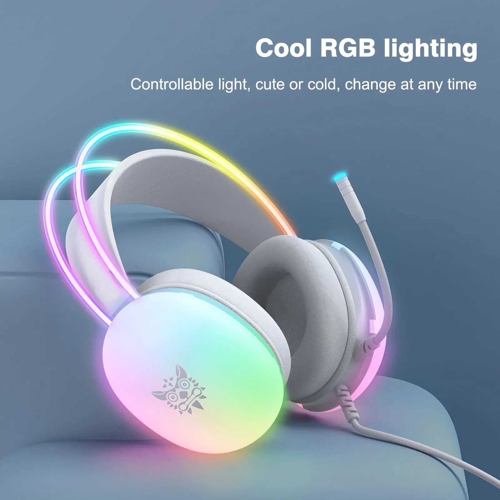 ONIKUMA 2024 Нови слушалки с пълно RGB подсветка за компютър и RGB светлини ЗА ГЕЙМЪРИ KOL