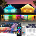 Постоянна LED интелигентна външна RGBIC WIFI LED светлина за къща с дистанционно управление за цяла къща, светлина за стрехи, парти, коледна празница, деко