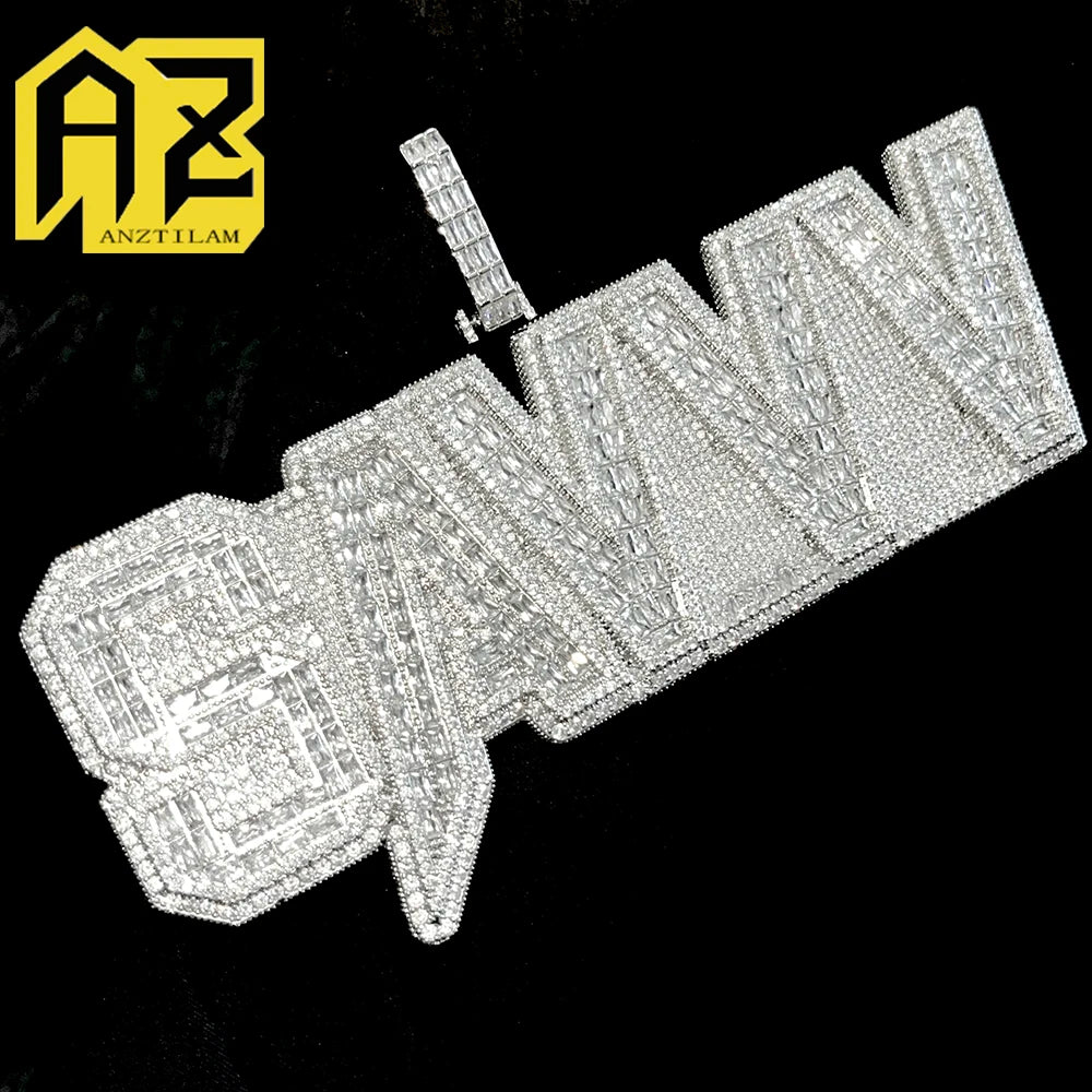BIG Customized Letters Name Iced Out Pendant Necklaces For Men Women Bling Zircon Necklace Hip Hop Jewelry Copper