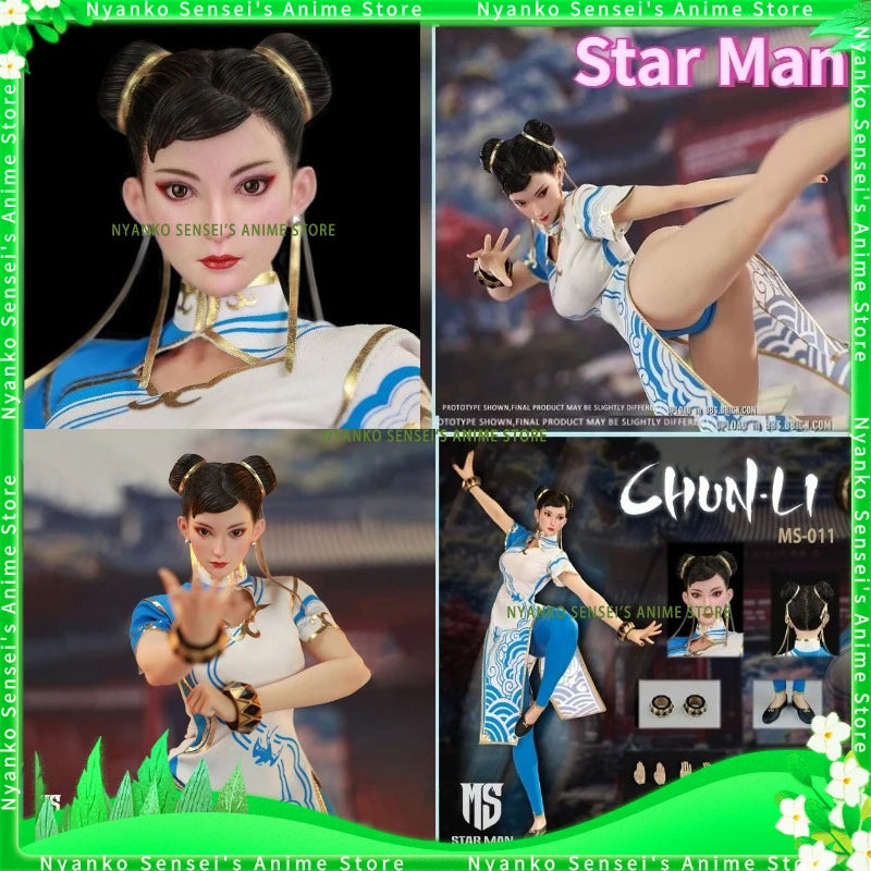 Star Man Chun-Li Female martial artist Blue Cloud Pattern White Cheongsam Ver. MS-011 Action Figure Anime Model Collectible