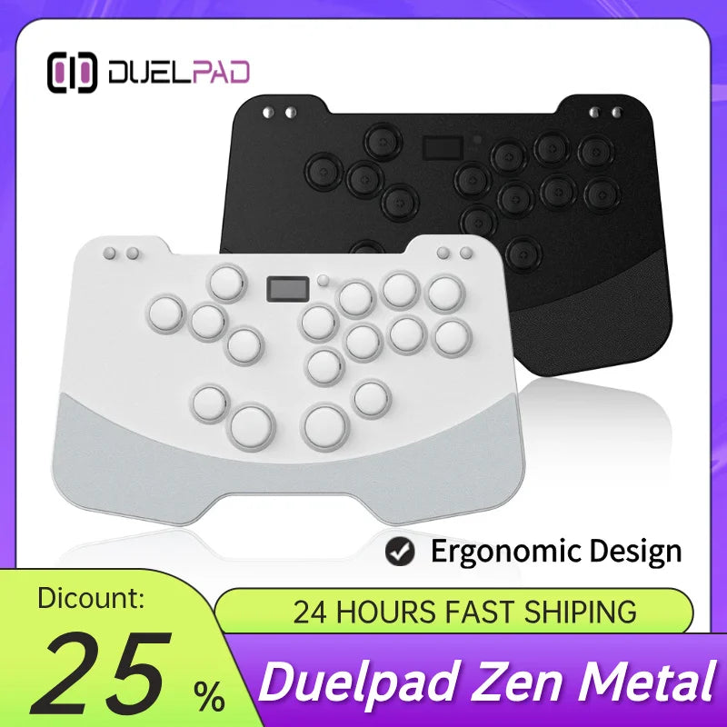 Duelpad Zen Metal Game-Tastatur-Controller, ergonomischer, hebelloser Ergo-Split-Arcade-Controller mit allen Tasten/Stickless für PC/NS/PS4