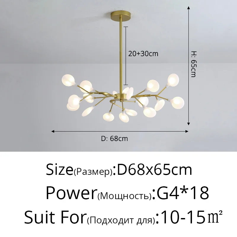 Nordic Gorgeous Firefly Lamp Home Indoor Lighting Luxurious Decor Hanging Lamp Modern LED Chandelier Living Room Bedroom Kitchen