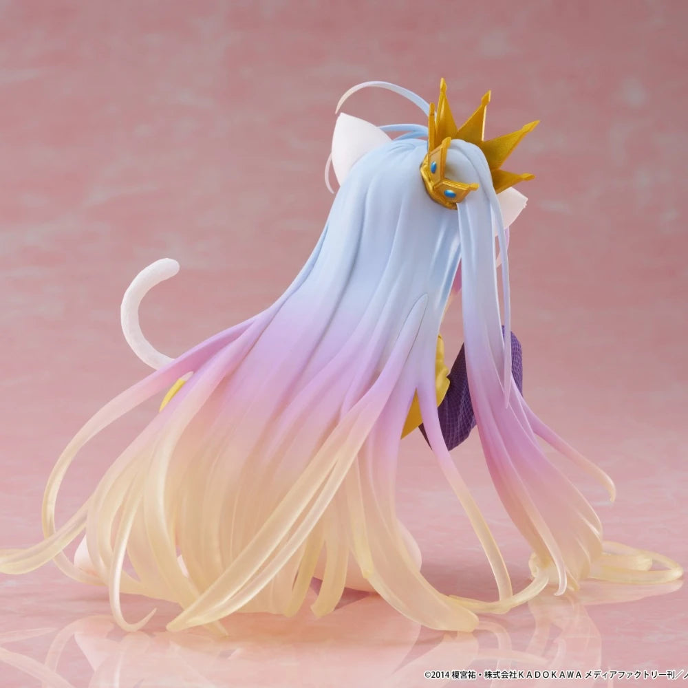 In Stock Taito Original Genuine No Game No Life: Zero Shiro Desktop Cute Figure White To Cat Ear T-Shirt 13cm Model Toy Figures