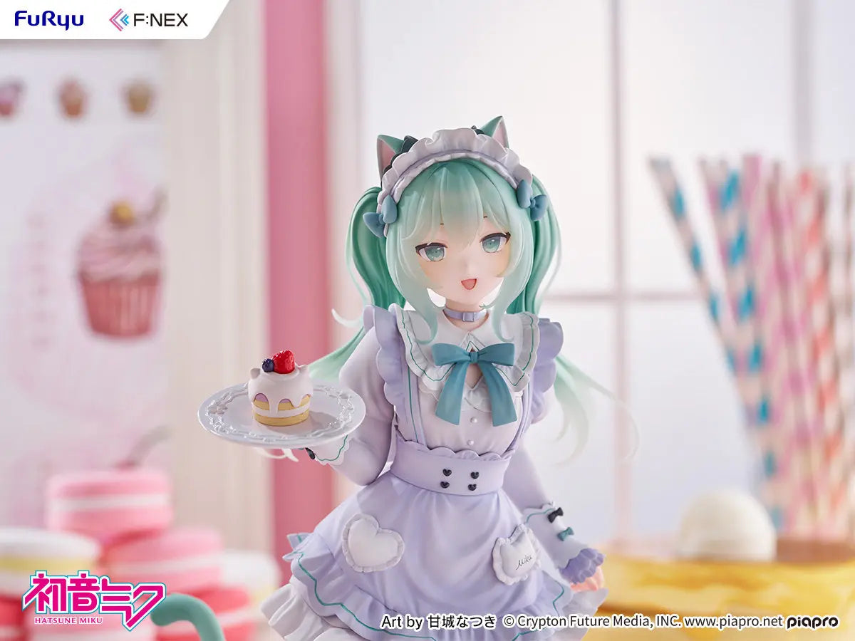 FuRyu F:NEX Nachoneko 1/7 Hatsune Miku X Nachoneko Cat Ear Maid Dress PVC 25CM Anime Action Figures Model Collection Toy
