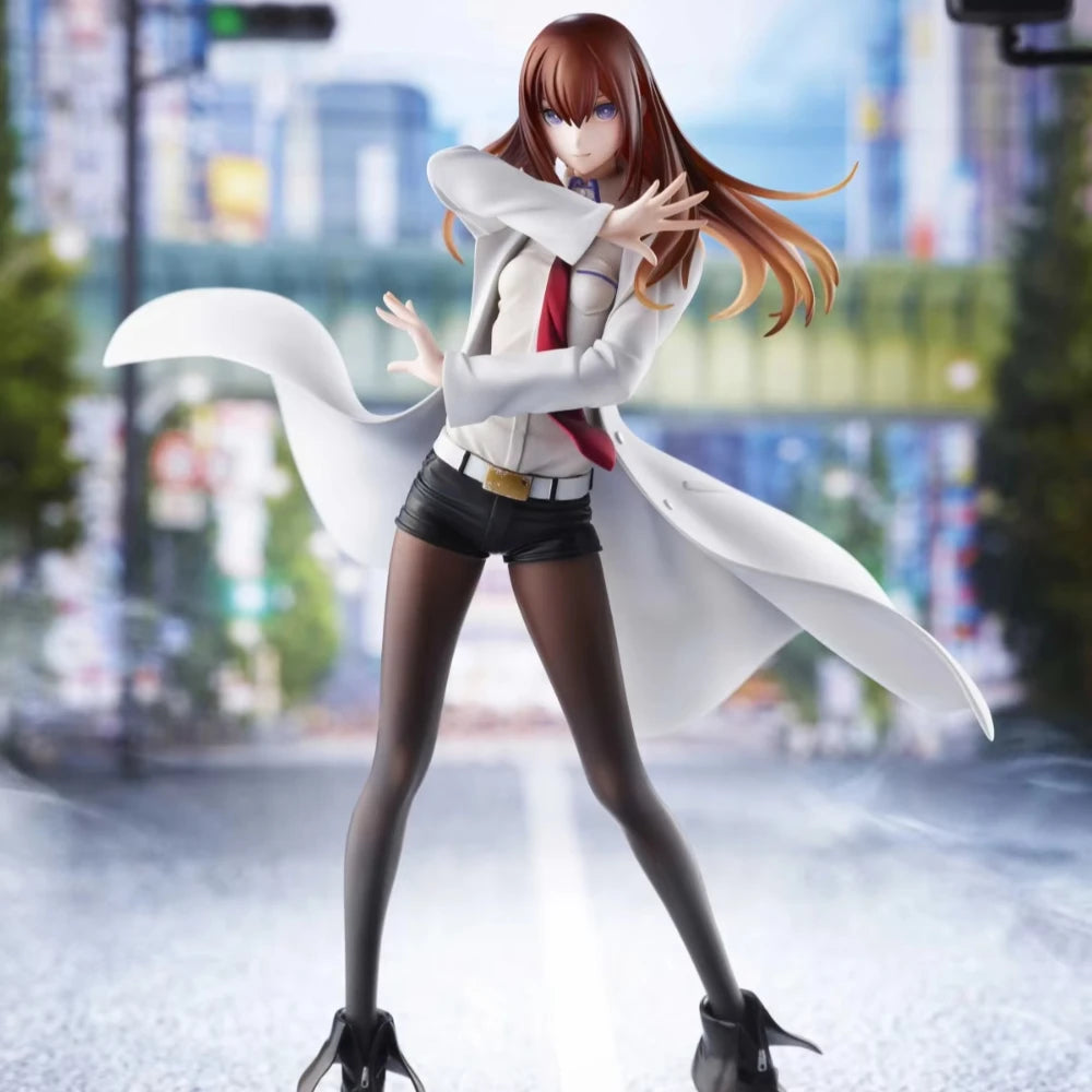22.5CM Anime Steins;Gate Makise Kurisu Dream Tech Figure 1/7 White Coat Style Standing model toy doll Aciton Figure PVC