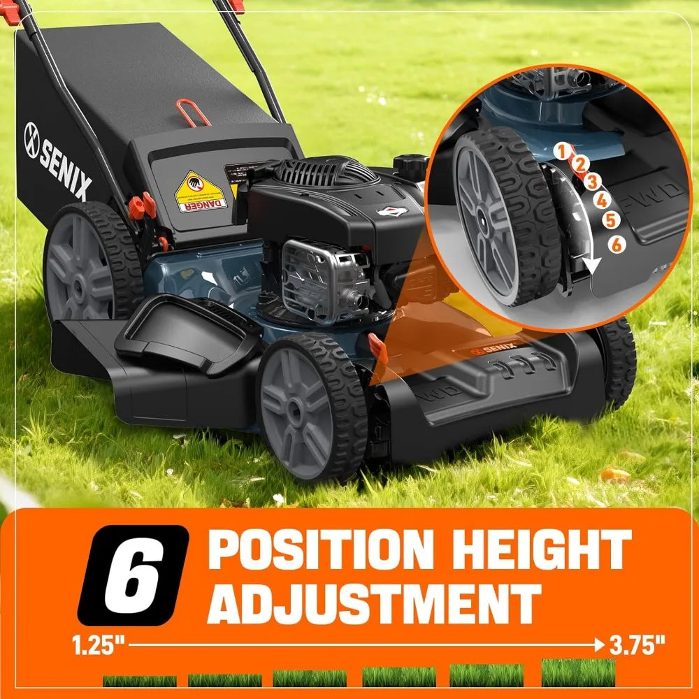 21'' Self Propelled Gas Lawn Mower - Front Wheel Drive, 140 cc 4-Cycle Briggs & Stratton Engine, 3-in-1 Bagging, Mulching, and