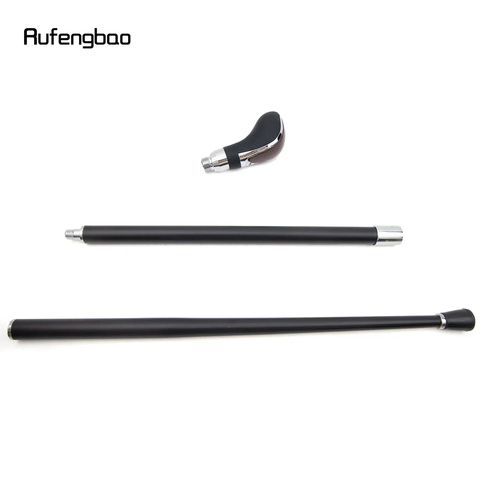 Black Leather Brown Wooden Silver Walking Cane Fashion Decorative Walking Stick Gentleman Elegant Cosplay Cane Crosier 93cm