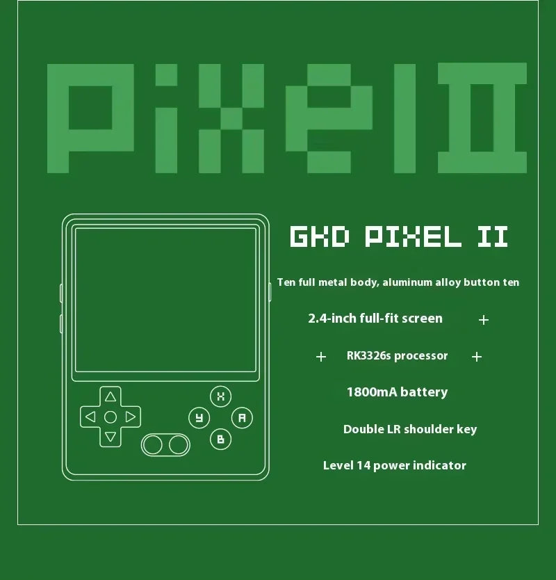 5000+ Spiele 2025 GKD Pixel 2 Handheld-Spielkonsole aus Metall, 2,4 Zoll IPS, 640 x 480, Retro, PSP, PSone, 64 GB, CNC, tragbar, Geburtstagsgeschenk