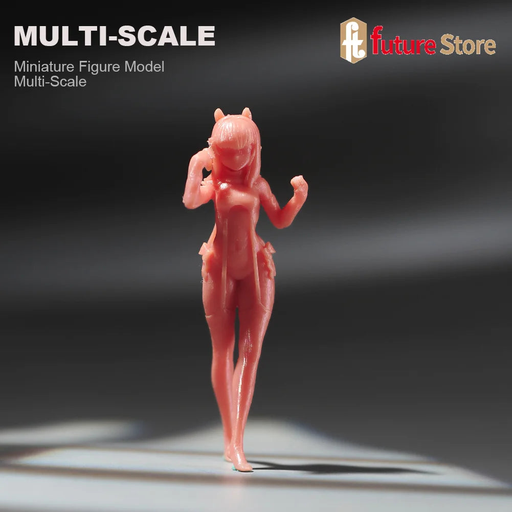 Miniature Figure 1/87 1/64 1/43 1/24 Anime Long Hair Beauty Girl 3D Diorama Model Creative Scene Prop Decoration