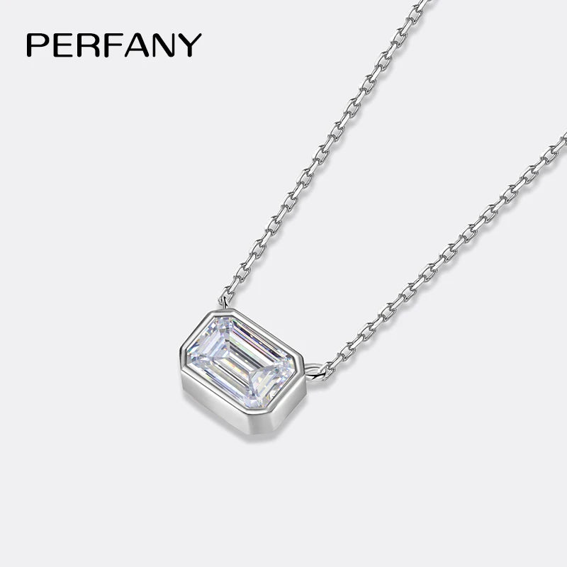 PERFANY 1CT Moissanite Halskette für Frauen S925 Reinem Silber Smaragd Cut Labor Diamant Anhänger Fashion Party High-end-Schmuck