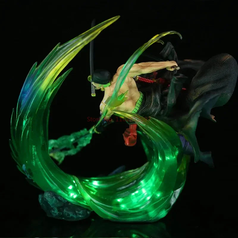 24cm One Piece Figure Roronoa Zoro Anime Figures Gk Luminous Pvc Statue Model Cool Room Decoration Toy Gift Children