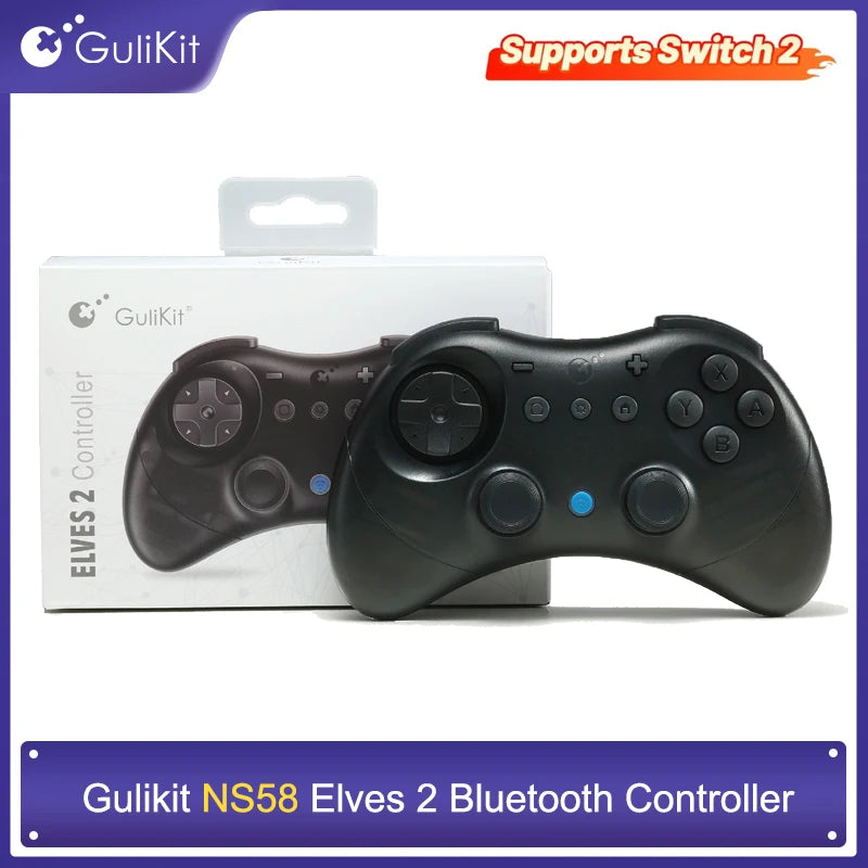 GuliKit NS58 Elves 2 Bluetooth Controller for Nintendo Switch / Switch 2,Windows, Android, iOS Support Switch 2 Wake-up