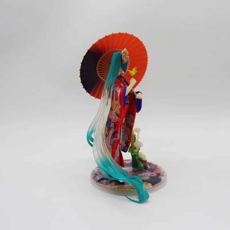 23cm Hatsune Miku Figure in Kimono with Umbrella - Beautiful Girl Model Statue for Desktop Decoration Boy's Collectible Toy Gift