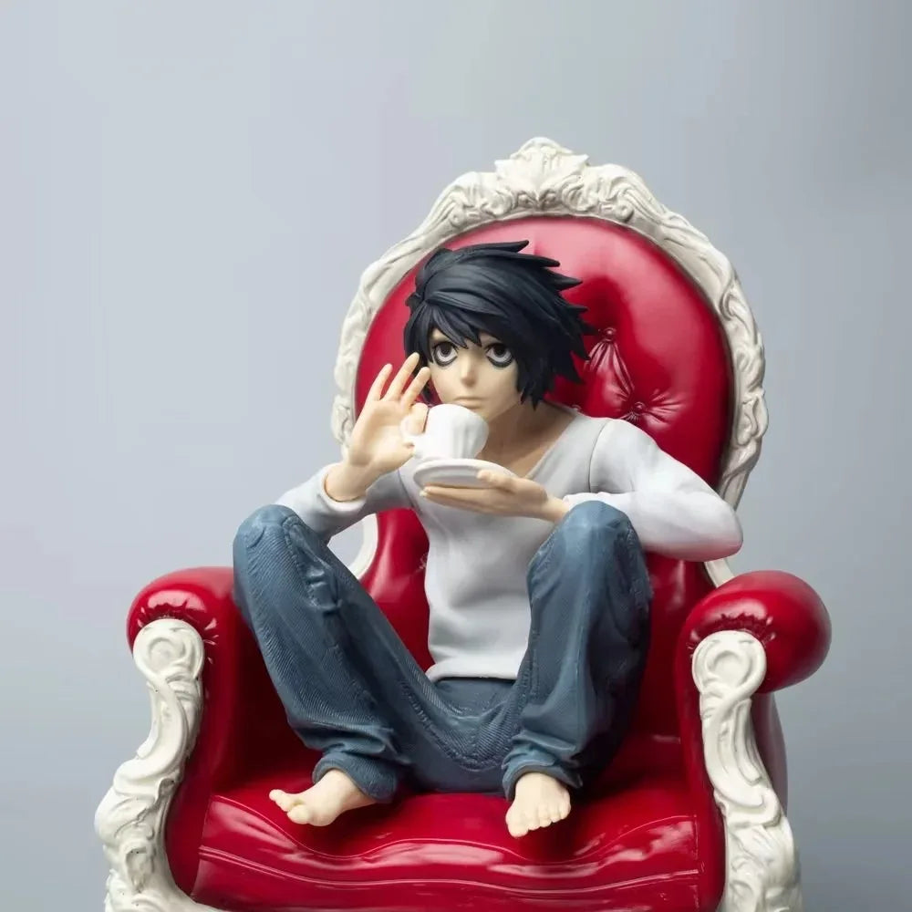 24cm GK Death Note L Lawliet Anime Figure Coffee Watari & L Action Figure Light Yagami Figurine Adult Collectible Model Doll Toy