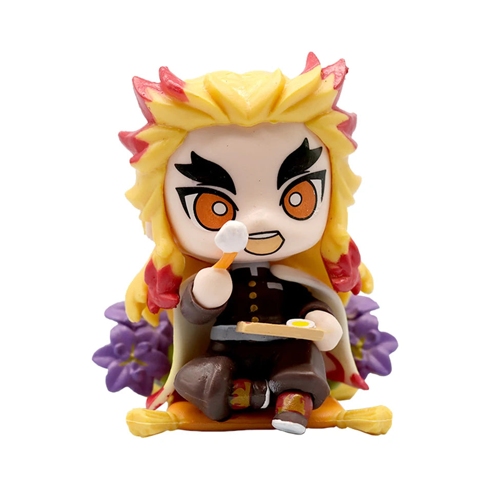 Anime 6Pcs/Set Q Version Demon Slayer Figurine  Boxed Model Ornament Accessory Cartoon Movability Kits Mascot Kid Toy Gift