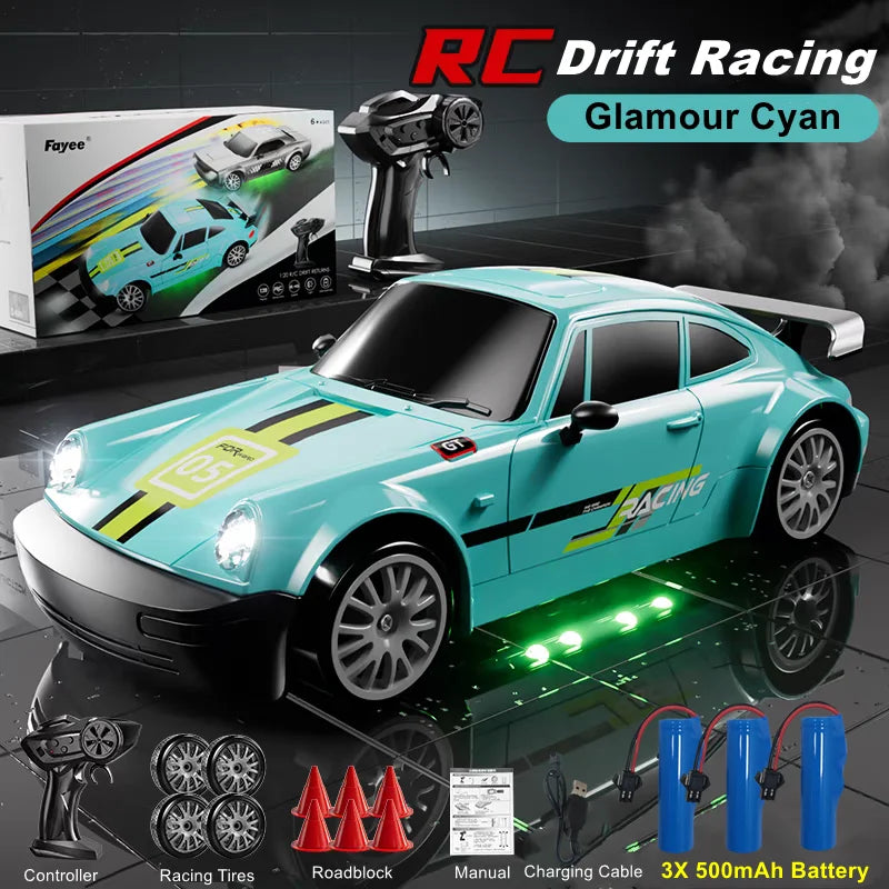 Remote Control Car RC Drift Car 2.4GHz 1:20 4WD 20KM/H High Speed Vehicle with LED Lights Racing Toy for Children Kids Adults