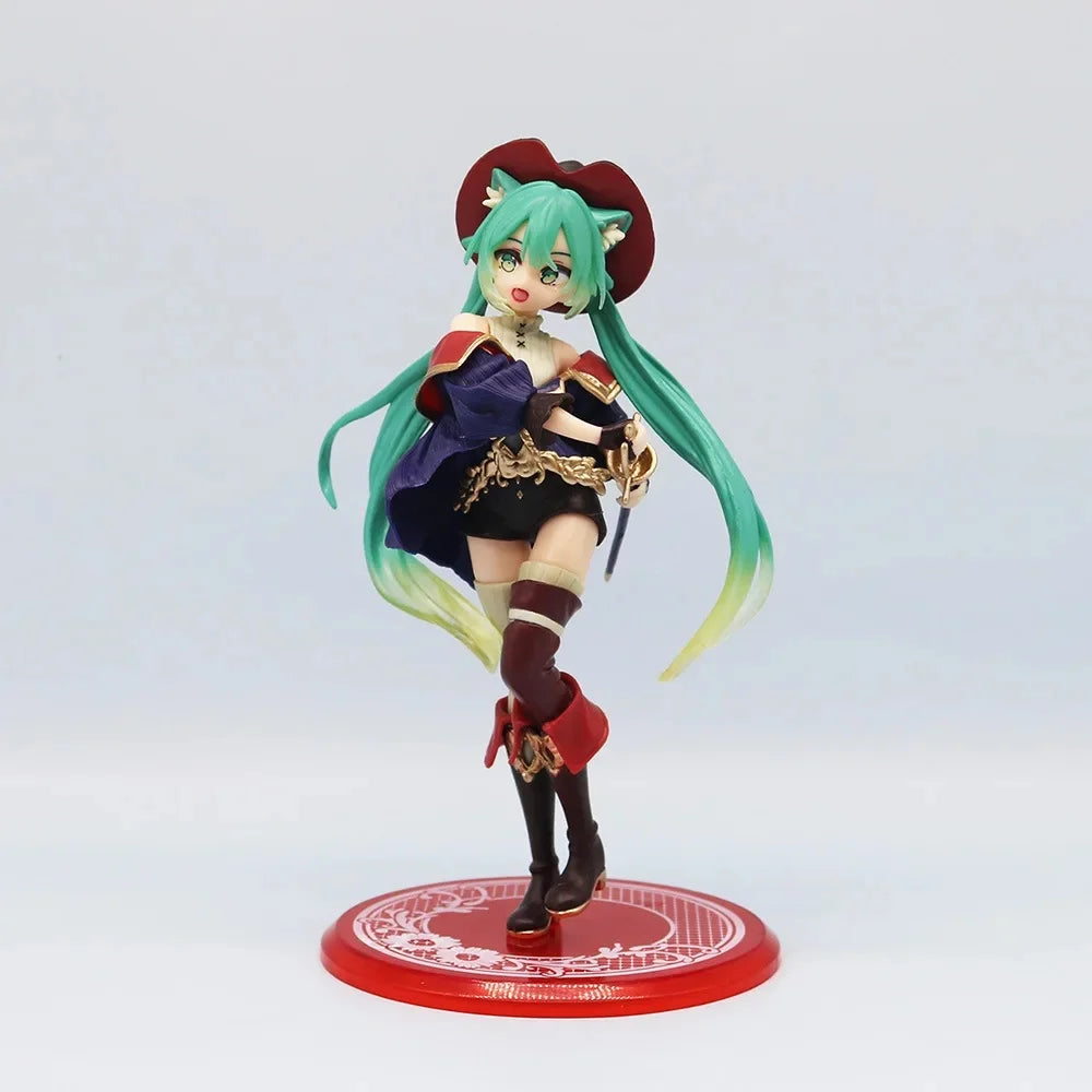 Hatsune Miku Anime Figurine Cute Desktop Action Figure 'Tale of Wonderland' Miku as Puss in Boots Kawaii Girl Model Toy Adorable
