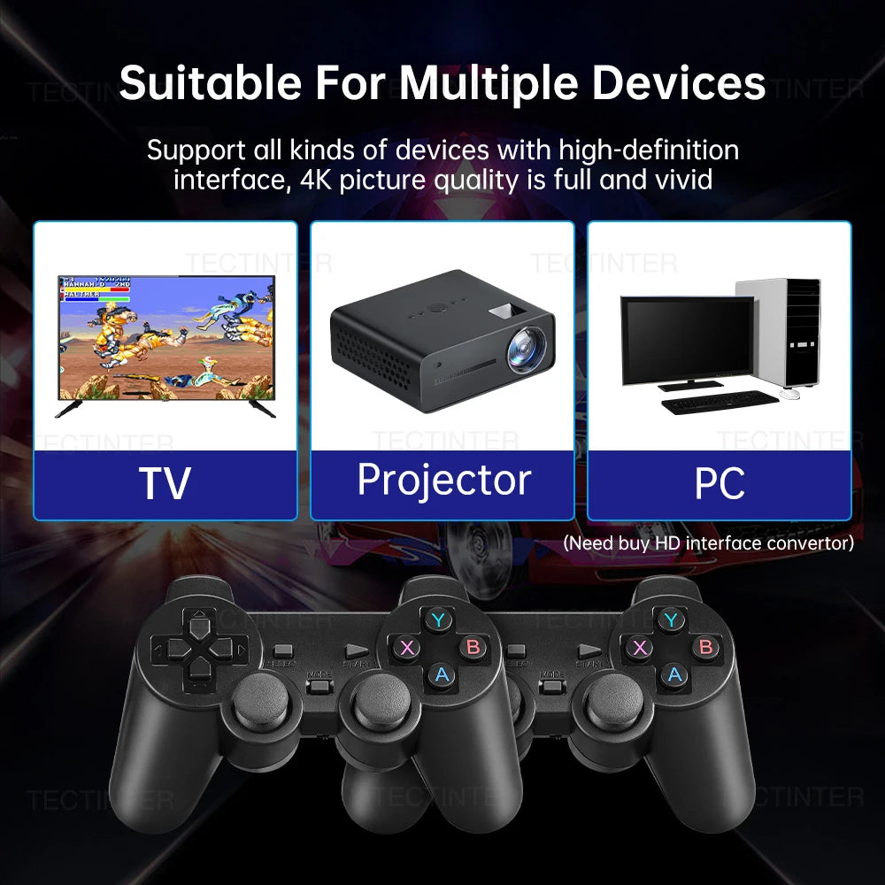 Retro Video Game Console Built-in 20000+ Games Handheld Game Player 64G 4K TV Game Stick 2.4G Wireless Controller Gamepad