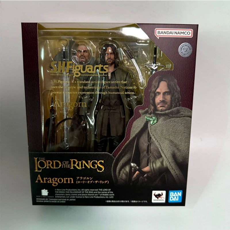 Bandai  Original box SHF THE LORD OF THE RINGS Aragorn Figure Finished Model kit  Anime full Action Toy Gift for kids In shock