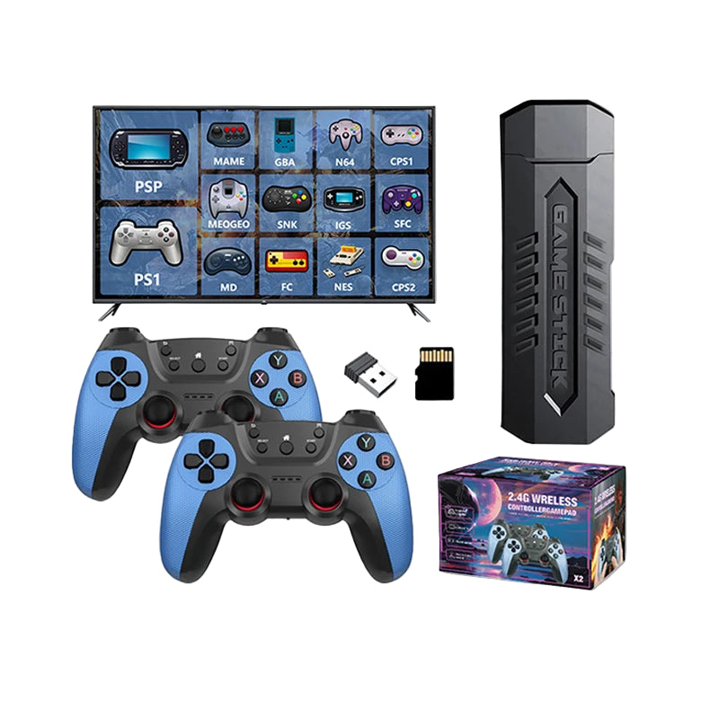 Gaming console with controllers and accessories on a white background, featuring Yiwei Store branding.