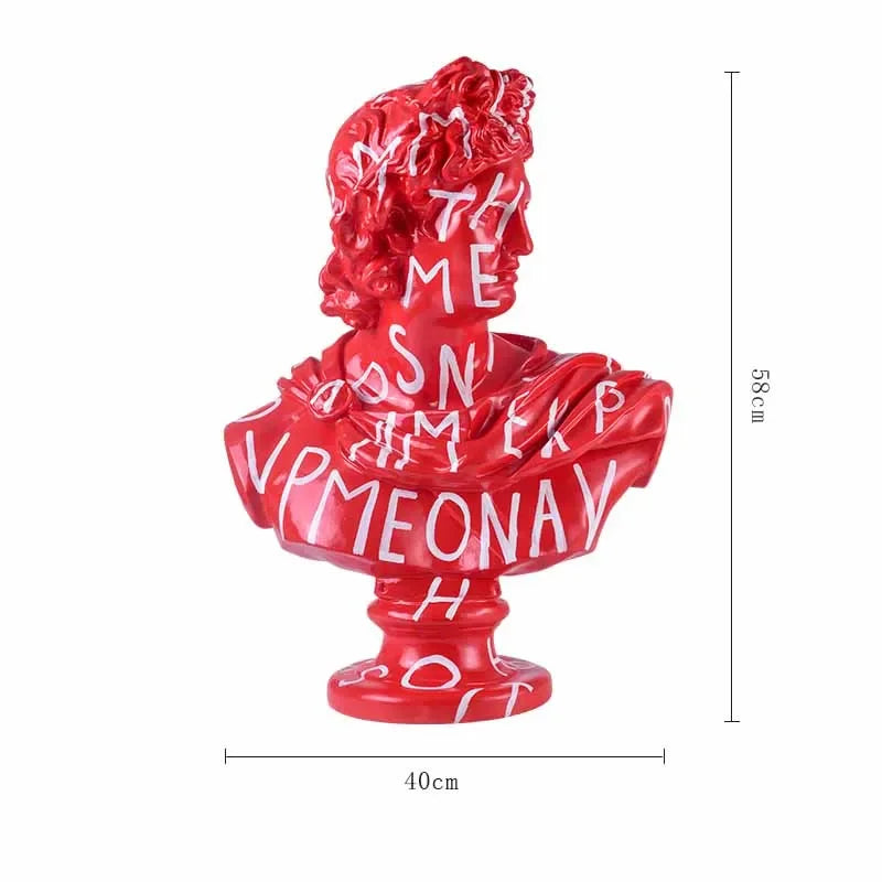 75CM David Bust Head Portraits Figurines Sculpture Michelangelo Resin Apollo Statue Nordic Decor Large Size Graffiti Art Crafts