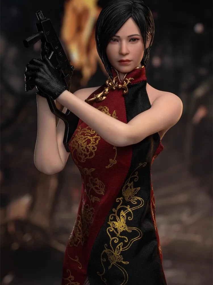 Master Team MTtoys018 1/6 Ada Wang Female Soldier Red Cheongsam Sweater Decor Double Head Sculpt Movable Eyes 12" Action Figure