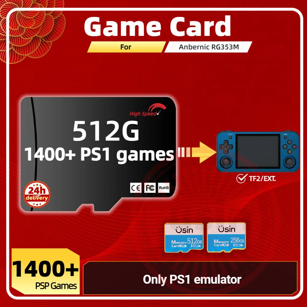 Game Card For Anbernic RG353M Memory TF Plug&Play Pre-install Retro Games PSP PS1 Arcade SD portable High Speed Card 1Tb 512G