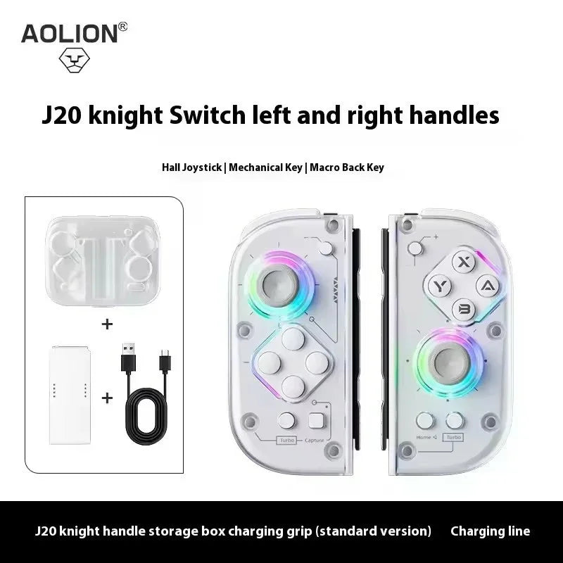 Aolion J20 Wireless Knight Gamepad für links und rechts, RGB-Bewegungssensor, Hall-Joystick für Nintendo Switch 1/2, Controller-Zubehör 