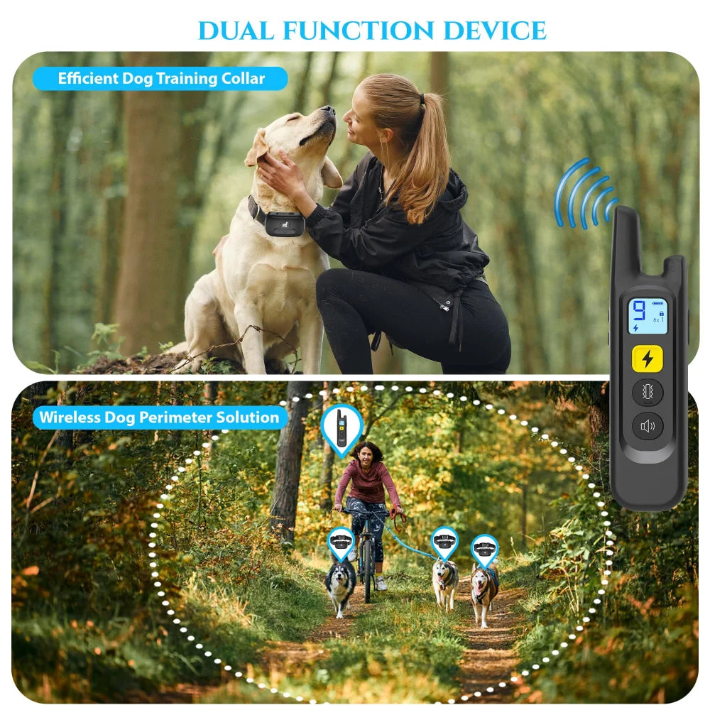 Ferngesteuertes Hundeerziehungssystem mit Antibell-Funktion, tragbares 2-in-1-Funk-Elektrozaunsystem für Hunde inklusive wasserdichtem Ladegerät