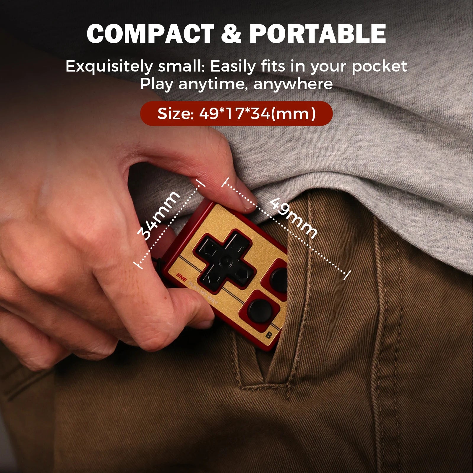 Mini Retro Controller/Portable controller/10-hour long battery life/Multi-platform compatibility/Supports mouse a