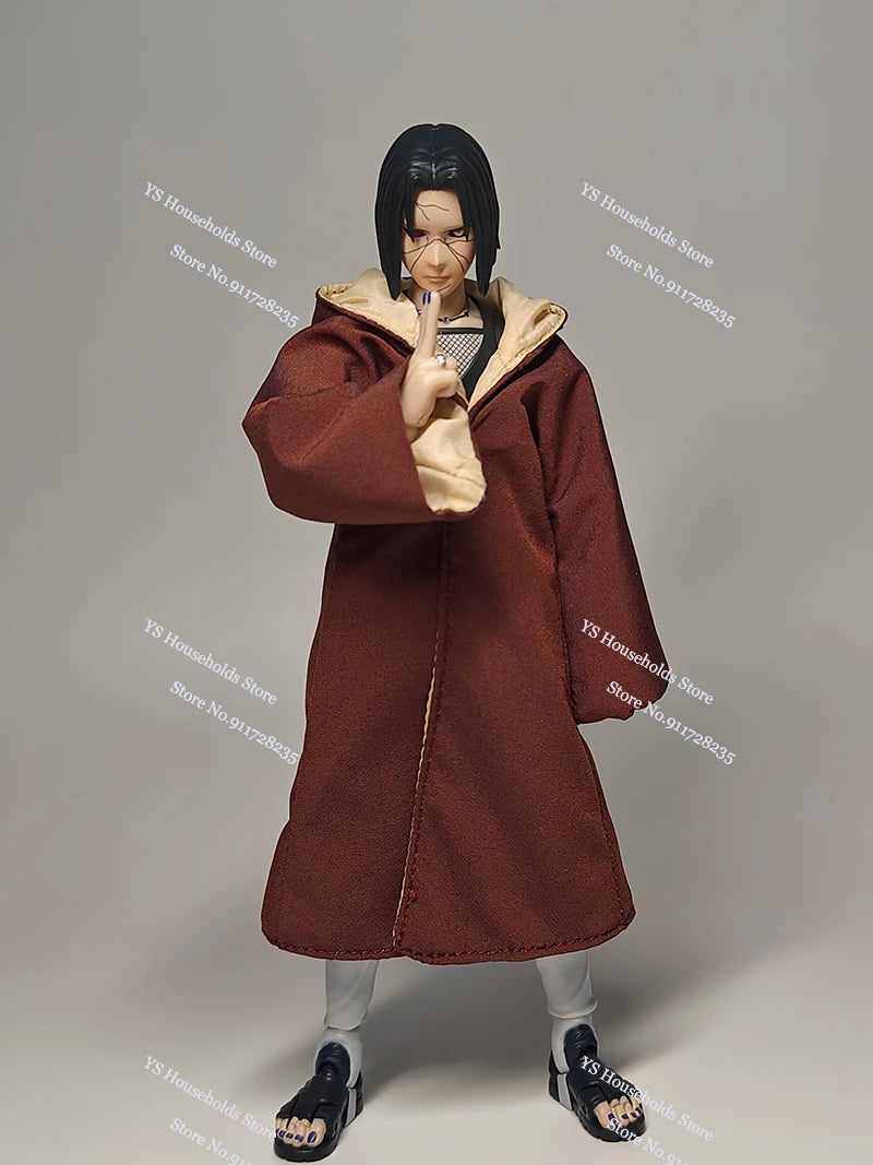 1/12 Uchiha Itachi Anime Boy Figure Coffee Hoodies Cloth Long Robe Toys Coat Clothes Accessory For 6" Shf Naruto Soldier Cosplay