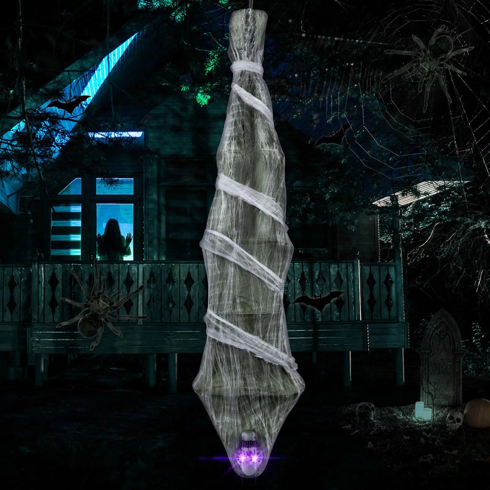 Halloween 72 Inch Life Size Hanging Creepy Cocoons Corpse Upside Down Ghost Scary Mummy Decoration Party Home Ornament Props New
