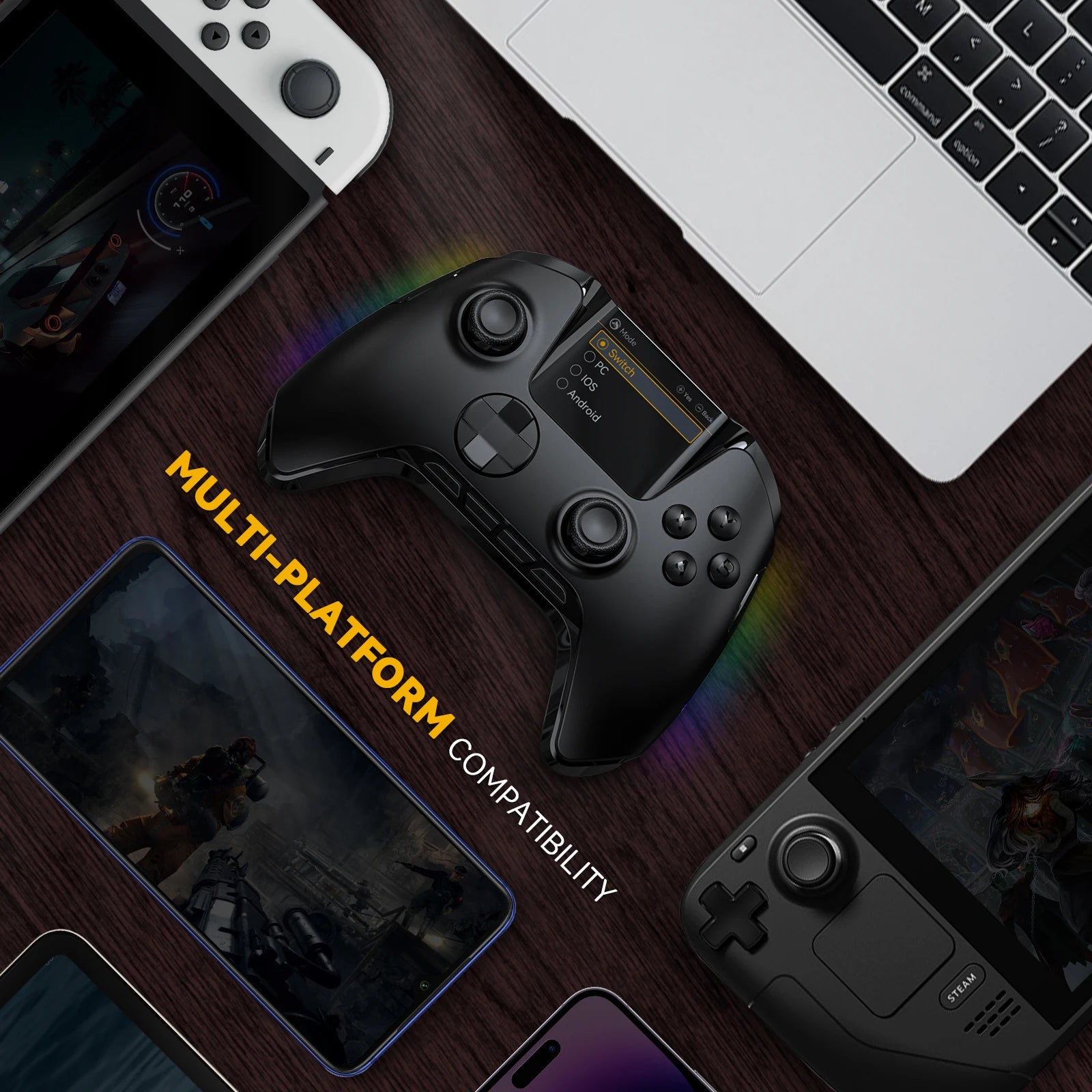 Manbaone 50 Smart Wireless Gamepad Pc Bluetooth Joystick Controller Joystick 2 Inch Screen Steam Mobile Game controller