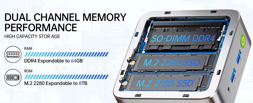 GMKtec G10 Mini PC AMD Ryzen 5 3500U 16GB DDR4 500GB SSD NVME Wifi5 BT5.0 Windows 11 Triple Display Desktop DIY Gamer Computer