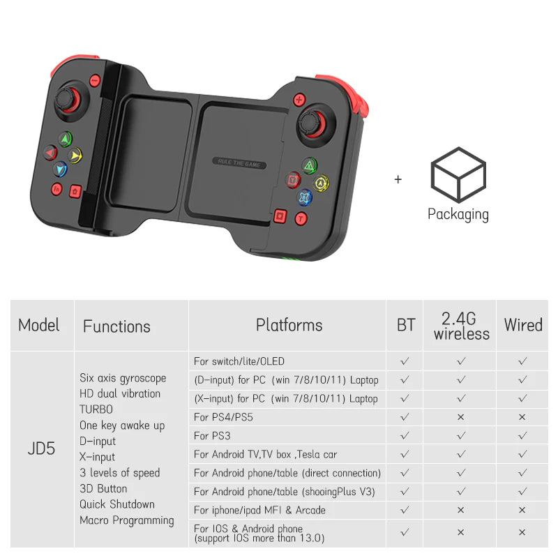 Stretchable Mobile Controller For ios Andriod Phone Pubg Cod Gamepad For Switch Oled Console Control Joystick with Macro