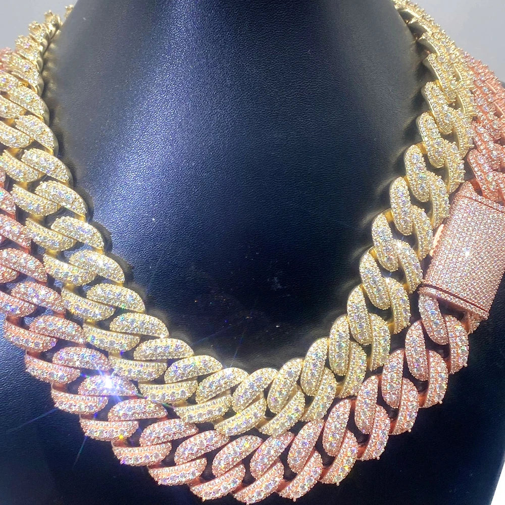 20mm Cuban Link Chain Moissanite Necklaces S925 Silver Real Diamonds Choker for Women Men Pass Tester Drop Shipping