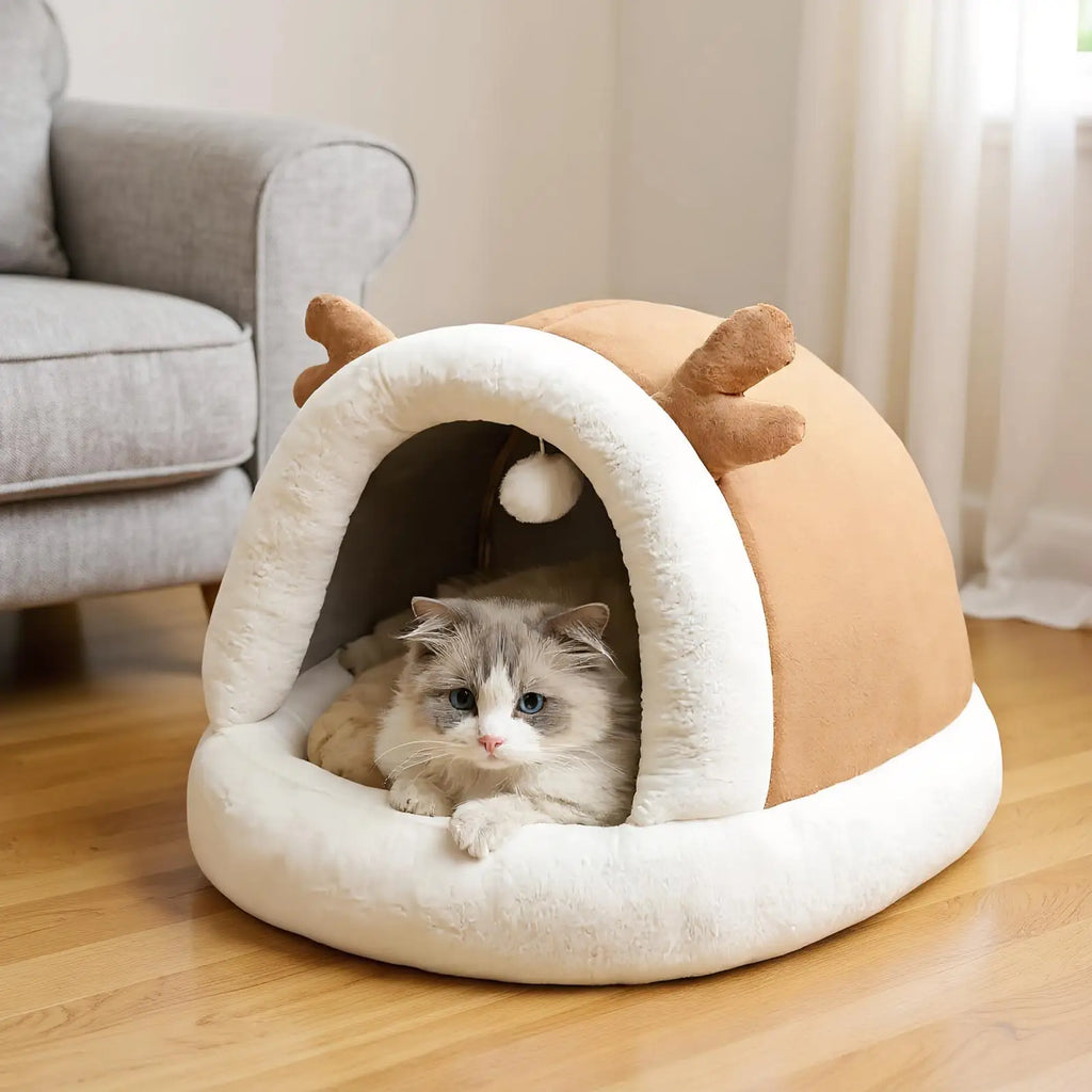 Cat Bed Warm Pet House Kitten Cave Cushion Cat House Warm Sleeping Dog Basket Tent Small Dog Mat Supplies Bed For Cats