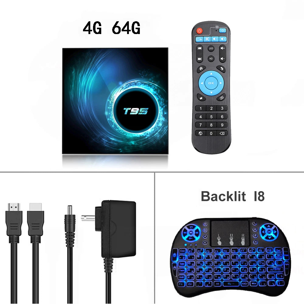 T95 Android TV Box Smart Android 16 H616 Quad Core Dual Band Wifi 2.4G 5G Ram 8GB Rom 64GB 128GB Global Media Player Set Top Box